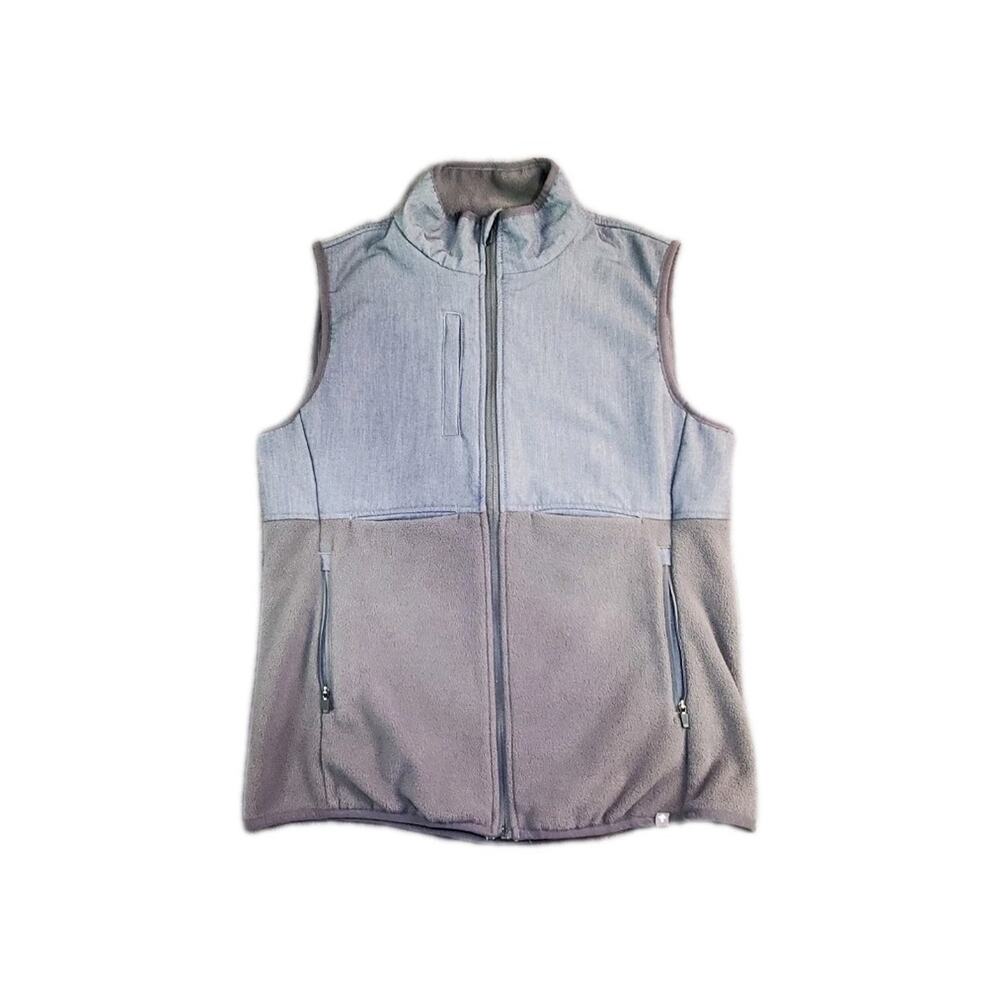 Figs Two-Tone Light Gray and Heather Gray Fleece Vest